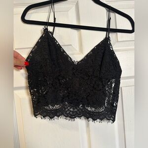 Express Black Lace Crop Top